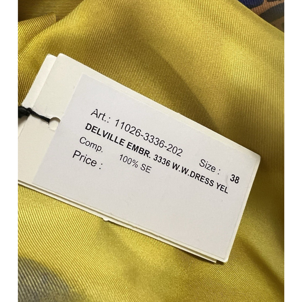 Dries Van Noten Sequin Yellow Floral Silk Delville Midi Dress Runway Size 38 - Picture 8 of 16